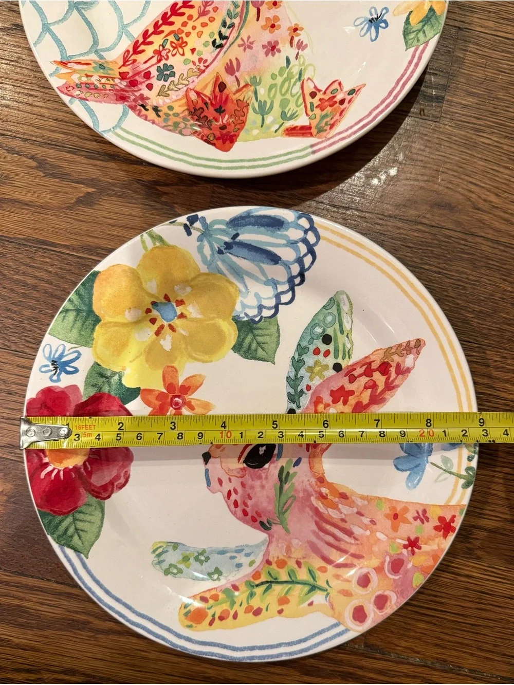 Pier 1 Imports Ironstone Hello Spring Multicolor Rabbit & Duck 9” Salad Plates